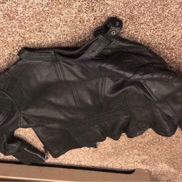 Michael Kors Black Leather Moto Jacket Size Medium - Picture 5 of 5